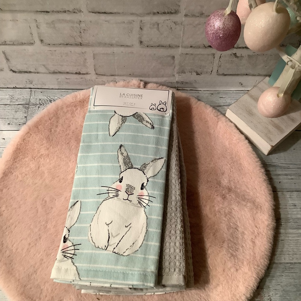 La Cuisine By Kassatex 4Pk Easter Bunny Kitchen Towel Set
